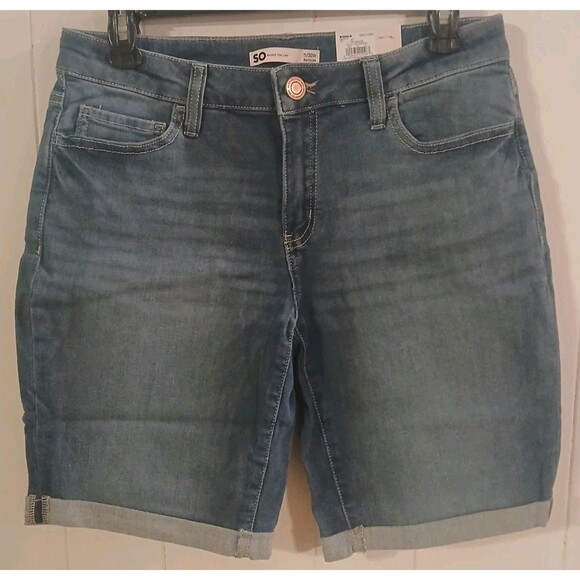 SO Goods For Life Denim Bermuda Shorts Low Rise Dark Wash Size 11 / 30W Kohls - Picture 1 of 4